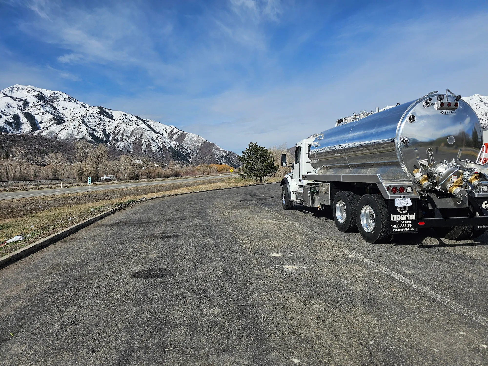 SSB Septic truck with mountain backdrop